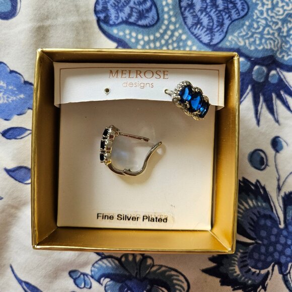 Faux Sapphire Diamond Earrings - Picture 3 of 4